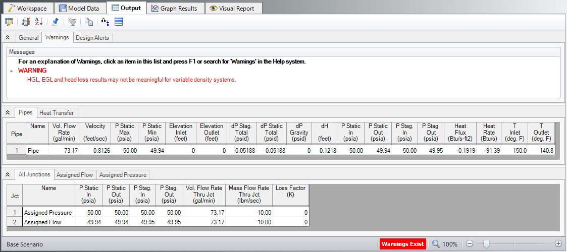 The Output window for the Heat Transfer Problem.